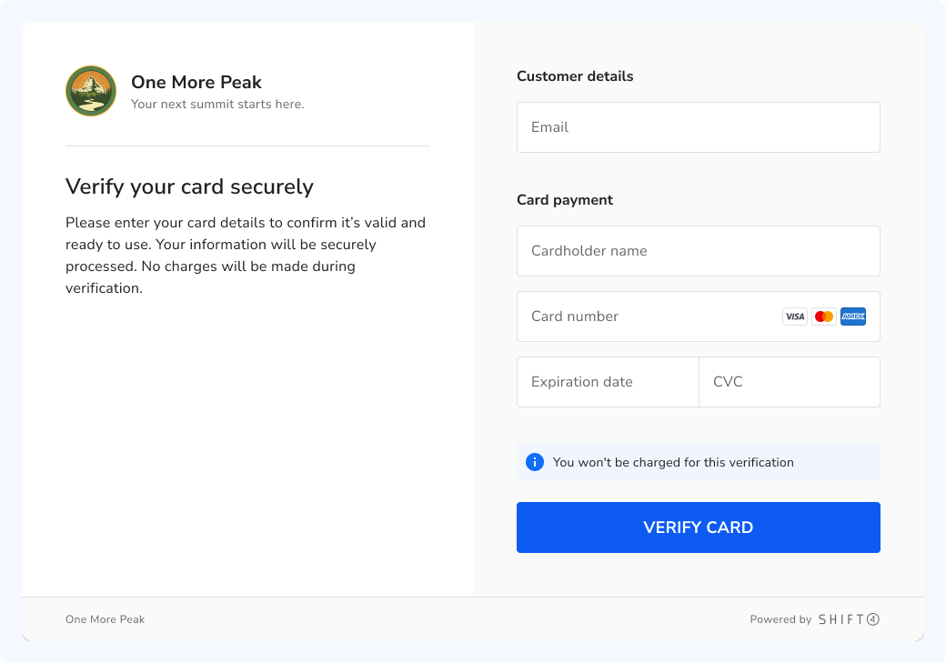 Card verification checkout
