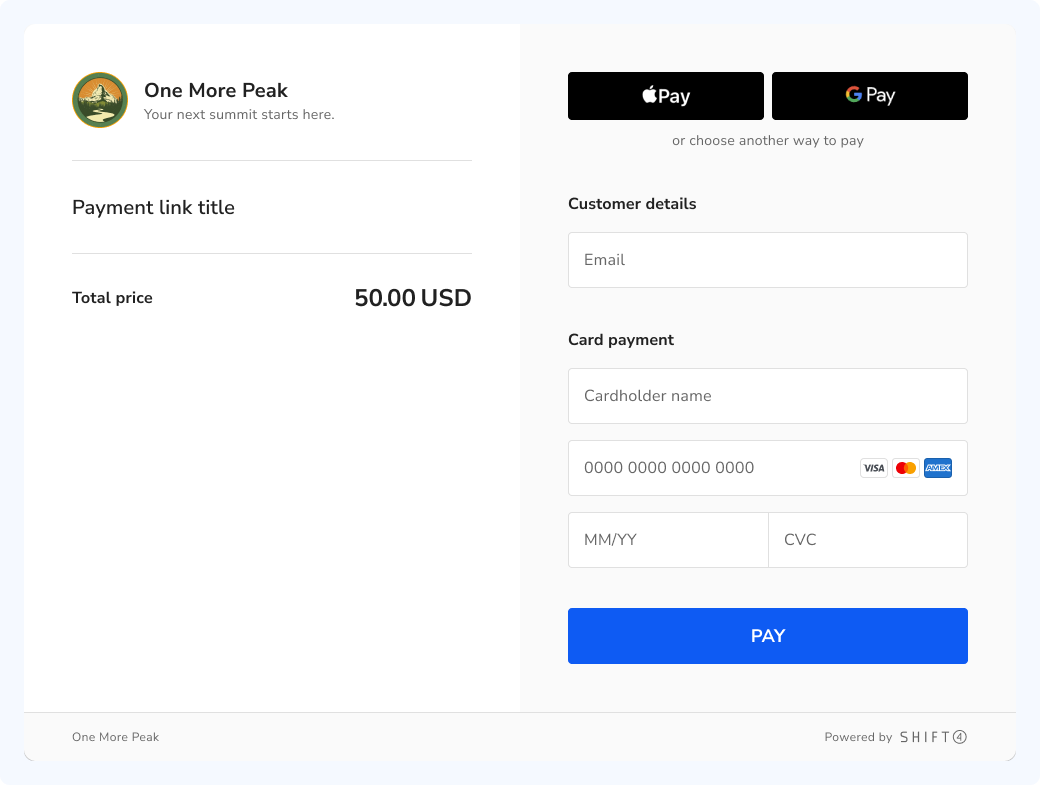 Checkout with fixed amount